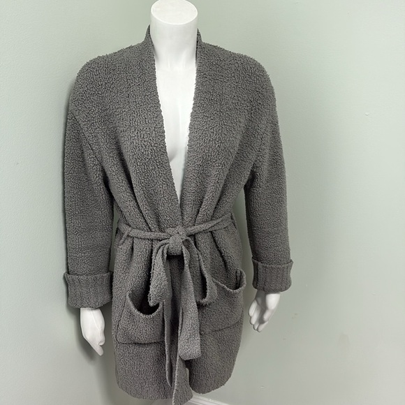 SKIMS Cozy Boucle Knitted Robe Gray S/M - Picture 2 of 6